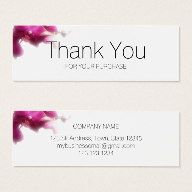 Carte d'insertion de Merci d'orchidée rose pour en (Devant & derrière)