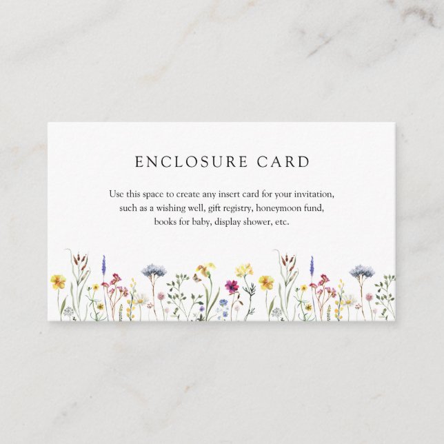 Carte d'insertion de prairie de fleurs sauvages (Devant)