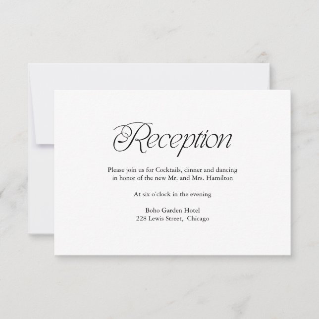 Carte d'insertion de réception de mariage minimali (Devant)