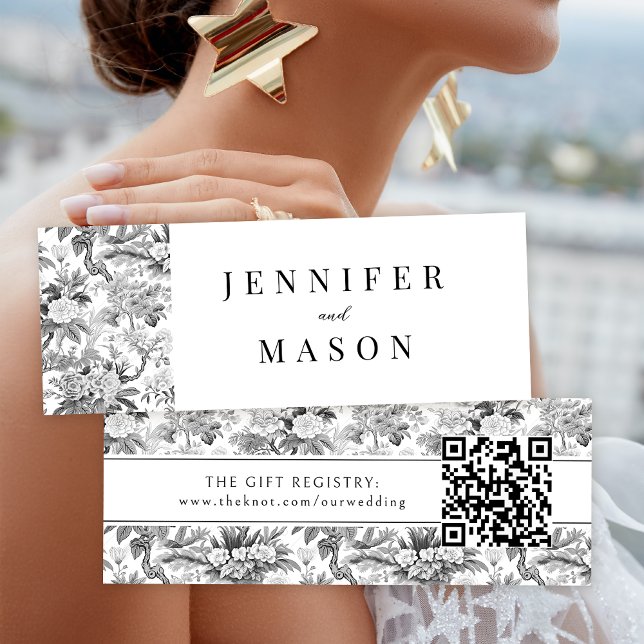 Carte d'insertion de registre QR mariage de fleurs (Créateur téléchargé)