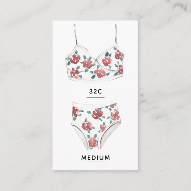 Carte d'insertion de taille de lingerie (Devant)