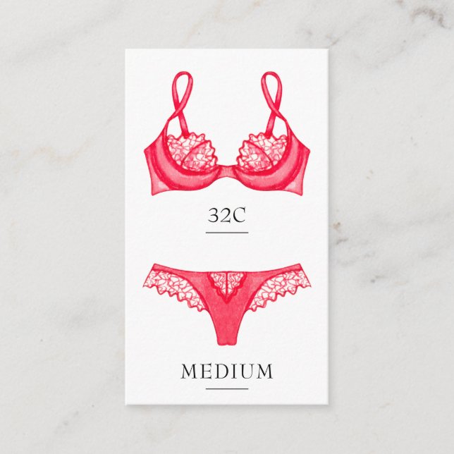 Carte d'insertion de taille de lingerie (Devant)