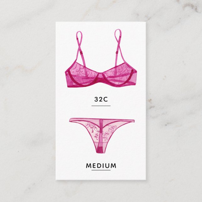 Carte d'insertion de taille de lingerie (Devant)