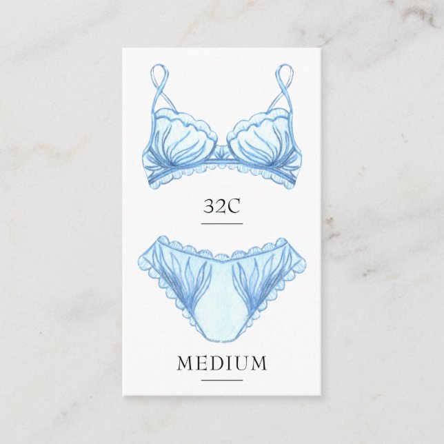 Carte d'insertion de taille de lingerie bleue (Devant)