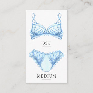 Carte d'insertion de taille de lingerie bleue