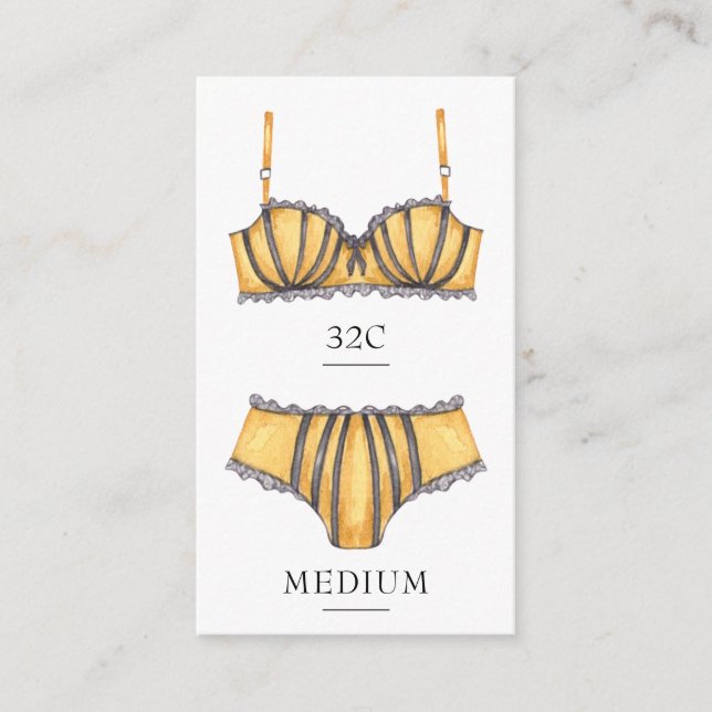 Carte d'insertion de taille de lingerie jaune (Devant)