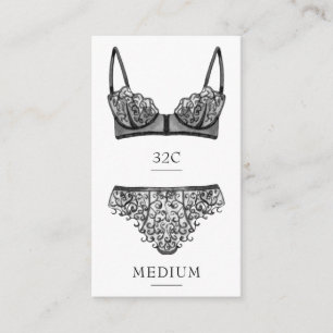 Carte d'insertion de taille de lingerie noire