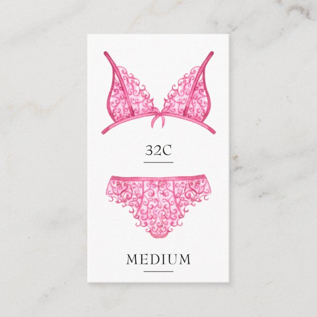 Carte d'insertion de taille de lingerie rose (Devant)