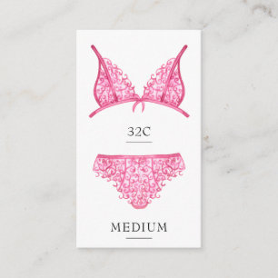 Carte d'insertion de taille de lingerie rose