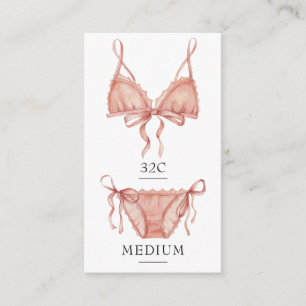 Carte d'insertion de taille de lingerie rose frile