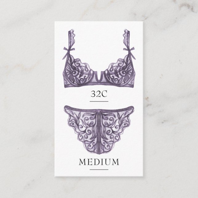 Carte d'insertion de taille de lingerie violette (Devant)