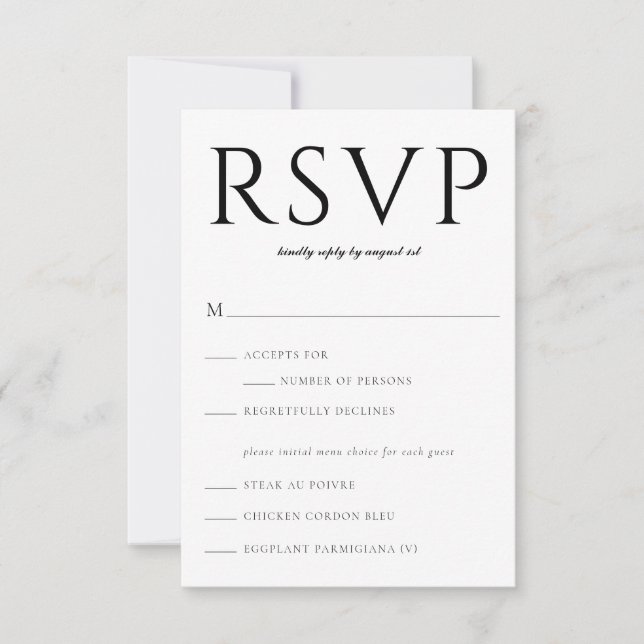 Carte d'insertion Gras Serif Classic RSVP (Devant)
