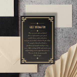 Carte d'insertion Mariage à cadre foncé Art déco d