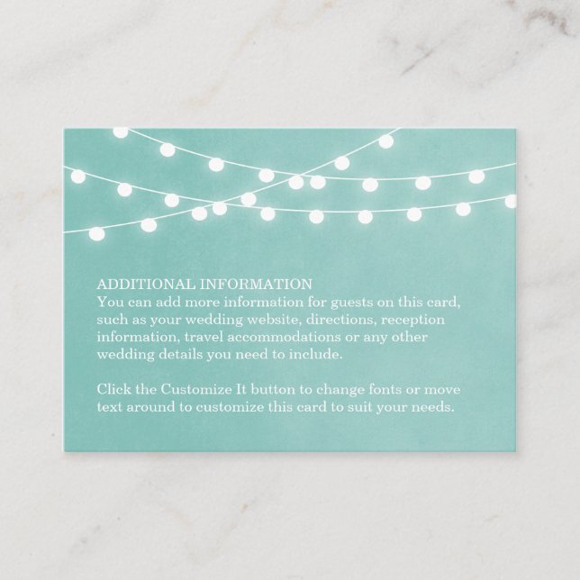 Carte d'insertion Mariage Aqua String Lights (Devant)