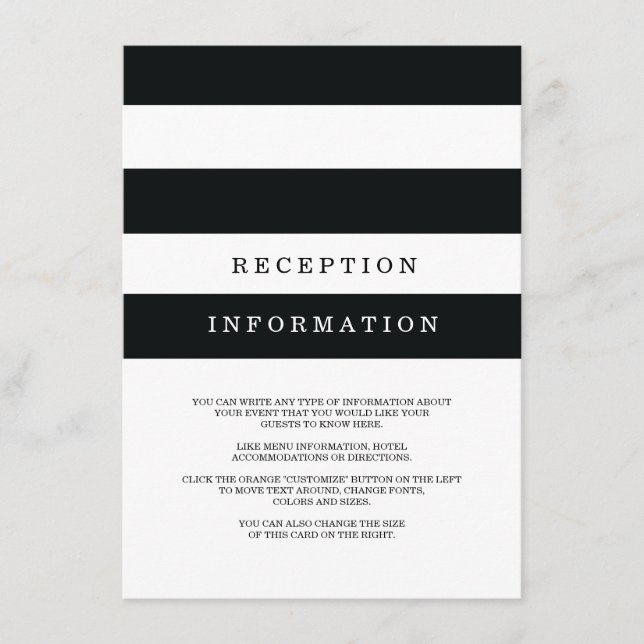 Carte d'insertion Mariage Chic Black Stripes (Devant)