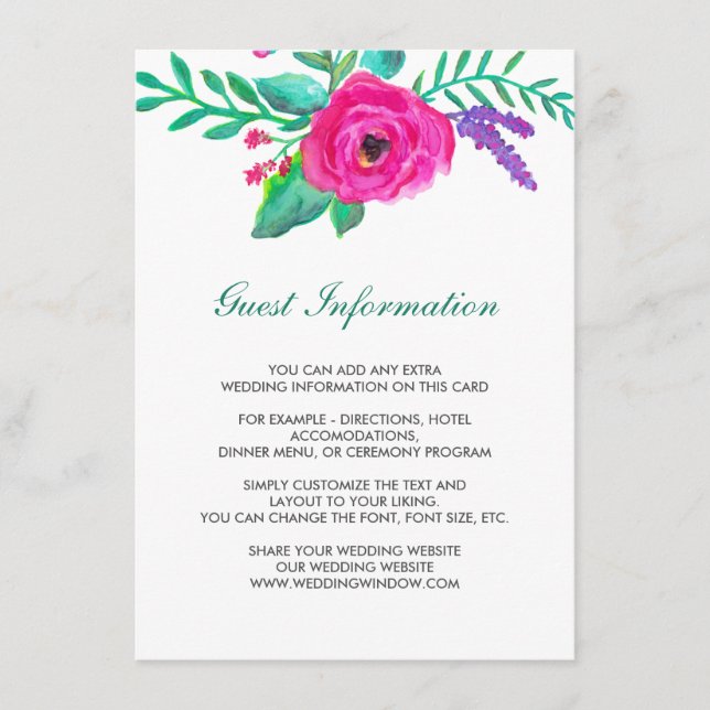 Carte d'insertion Mariage Florals frais (Devant)