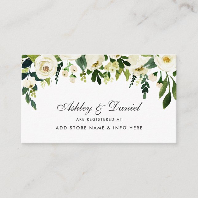 Carte d'insertion mariage Green White Floral Regis (Devant)
