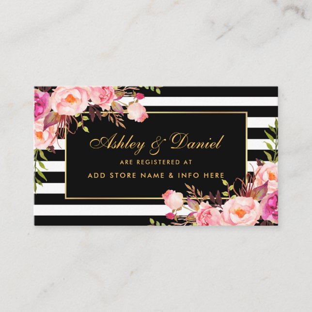 Carte d'insertion mariage Rose Blush Gold Black (Devant)