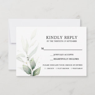 Carte d'insertion mariage RSVP de verdure simple