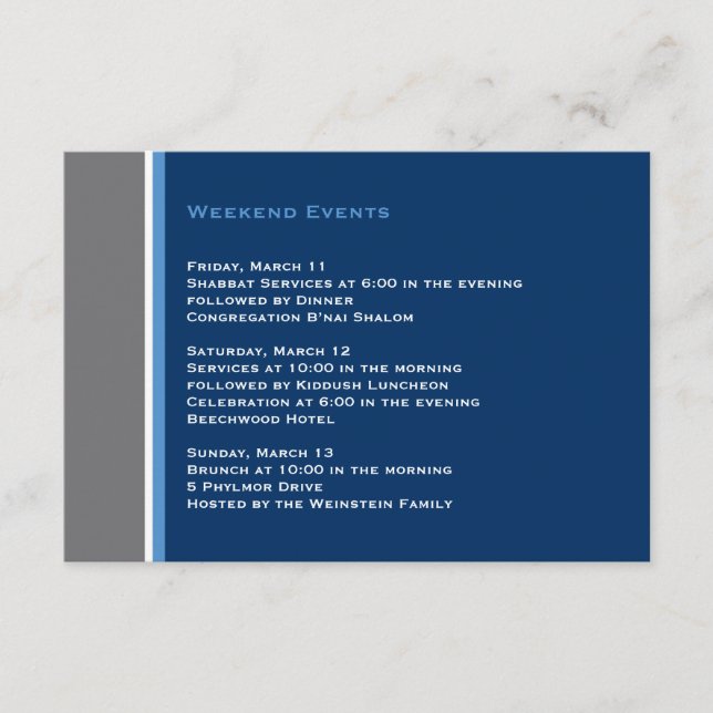 Carte d'insertion moderne Star Bar Mitzvah (Devant)