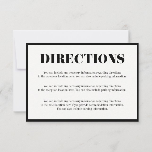 Carte d'insertion Mr et Mrs Modern Bold Directions (Devant)