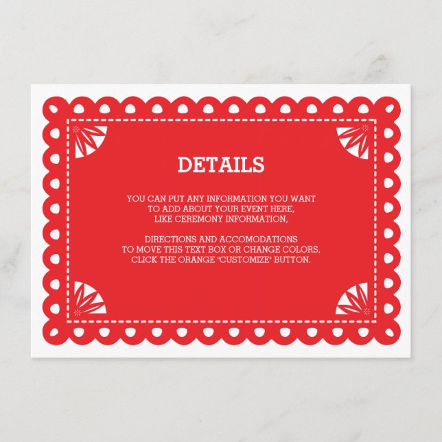 Carte d'insertion Papel Picado - Orange (Devant)