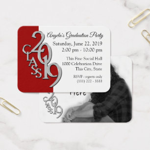 Carte d'insertion photo rouge de la fête de gradua