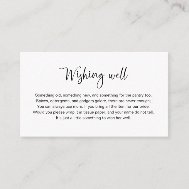 Carte d'insertion pour la boîte à vœux de la douch (Devant)