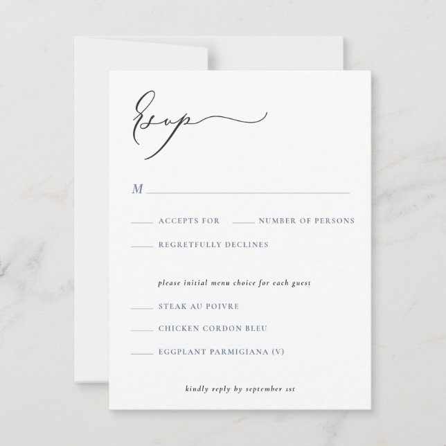 Carte d'insertion RSVP Script Classic RSVP (Devant)