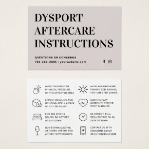 Carte d'instruction de suivi d'injection Dysport