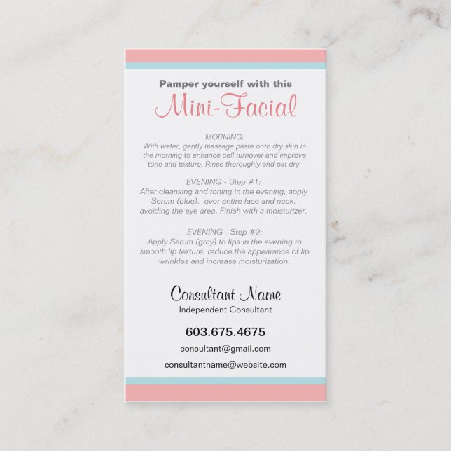 Carte d'instruction Mini-Faciale (Devant)