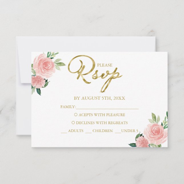 Carte d'intervention florale Blush Quinceanera (Devant)