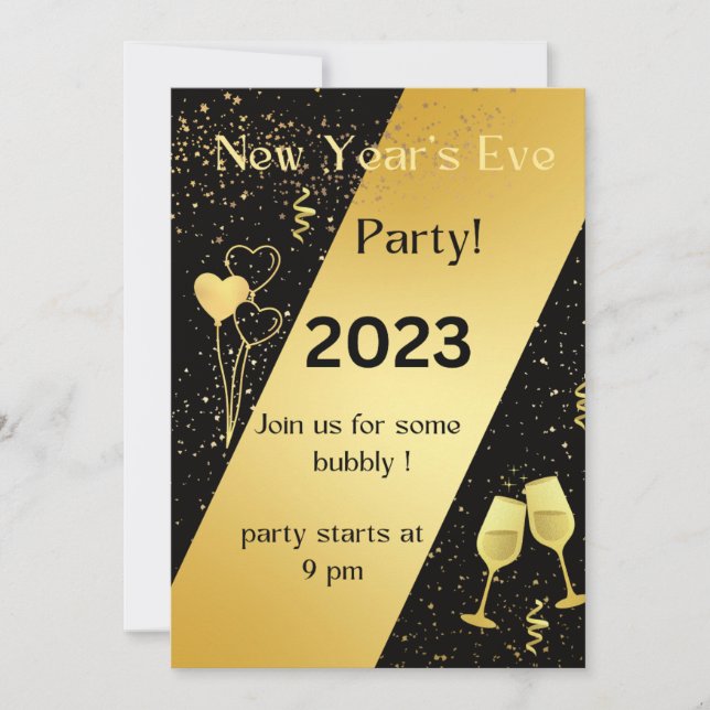 Carte d'invitation 2023 Gold & Black (Devant)