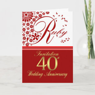 carte d'invitation 40 ans de mariage - rubis nous
