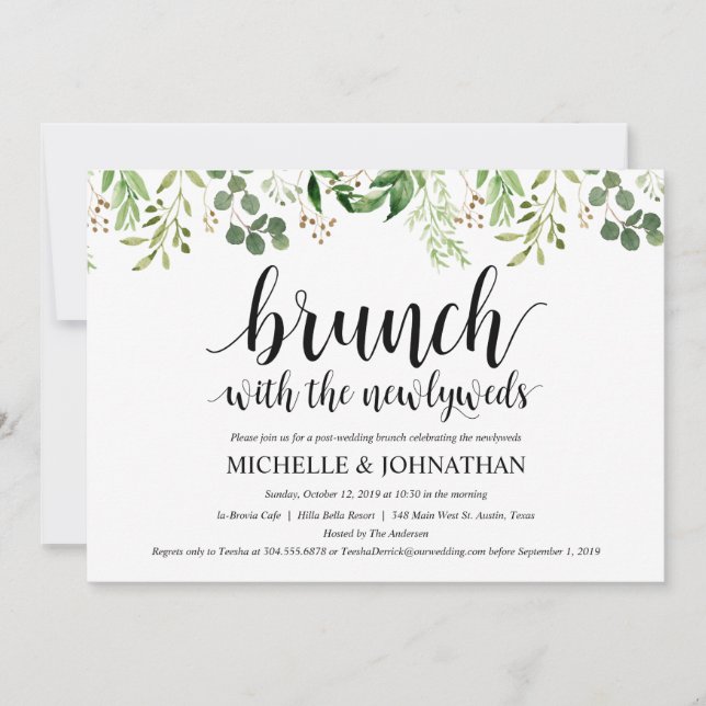 Carte d'invitation à Brunch Mariage de la Poste de (Devant)