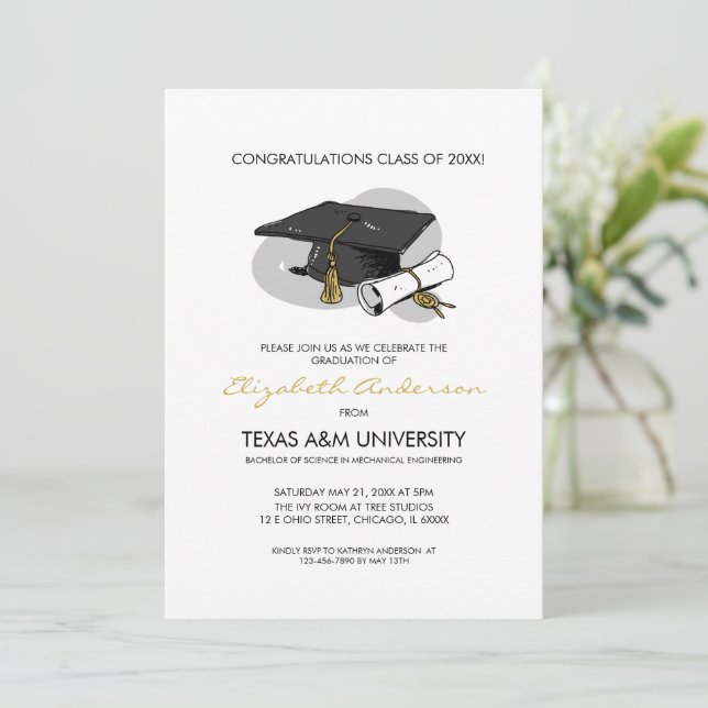 Carte d'invitation à la casquette d'admission de l (Debout devant)