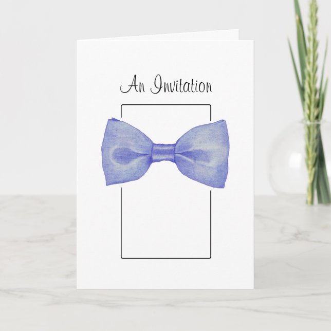 Carte d'invitation à la Cravate Bleu Bow (Devant)