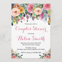 Carte d'invitation à la douche Floral Couples Aqua