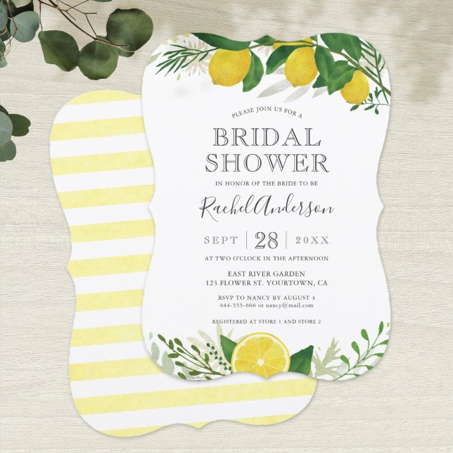 Carte d'invitation à la douche nuptiale au citron  (Créateur téléchargé)