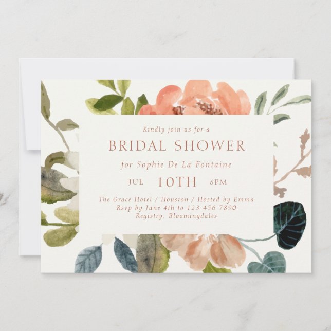 Carte d'invitation à la douche nuptiale Floral Wat (Devant)