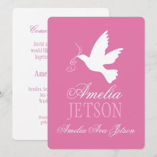 Carte d'invitation à la faire-part de colombe rose