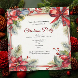 Carte d'invitation à la fête de Noël Vintage rouge