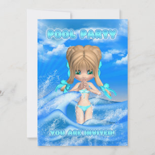 carte d'invitation à la fête de piscine - voiture 