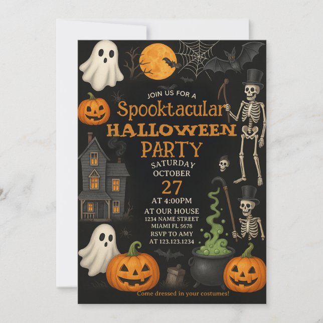 Carte d'invitation à la fête d'Halloween Spooktacu (Devant)