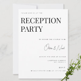 Carte d'invitation à la réception blanche moderne