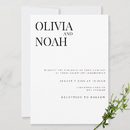 Carte d'invitation à la réception blanche moderne