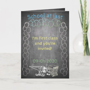 Carte d'invitation à l'inscription scolaire sur un