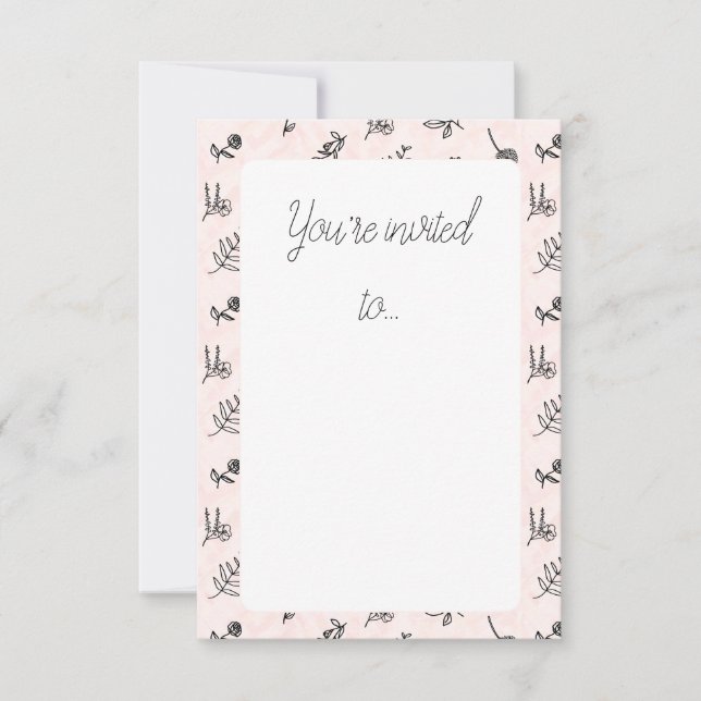 Carte d'invitation à motif floral rose (Devant)