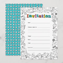 Carte d'invitation à plat cool Coloring