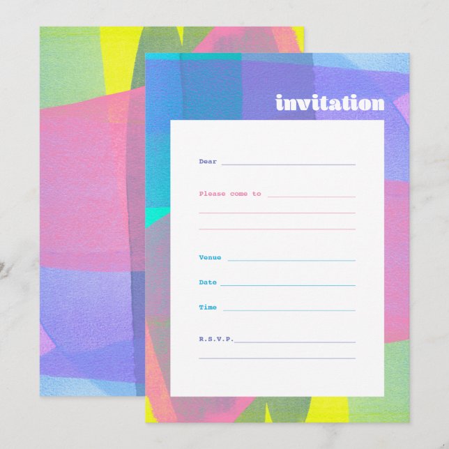 Carte d'invitation à plat Couches peintes (Devant / Derrière)